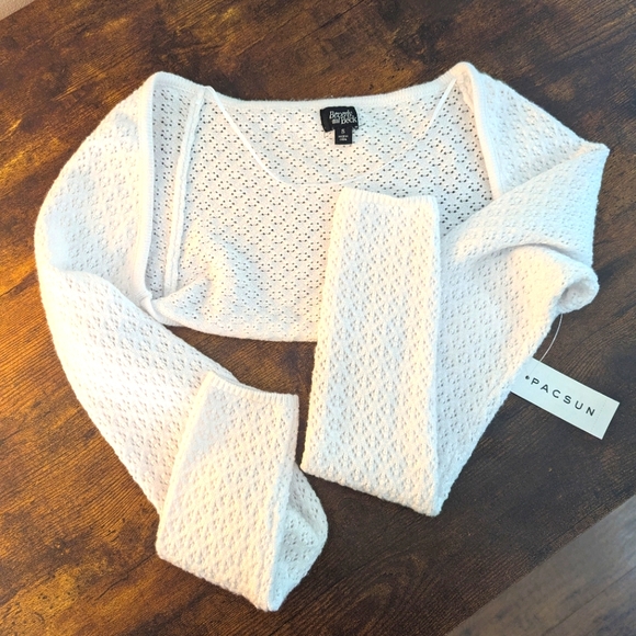 PacSun Beverly and Beck White Lace Knit Sweater Bolero Shrug Cardigan Small - Picture 1 of 6
